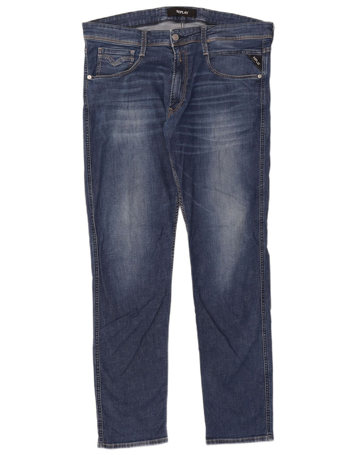 Replay Jeans Slim Masculino W36 L32 Azul Algodão