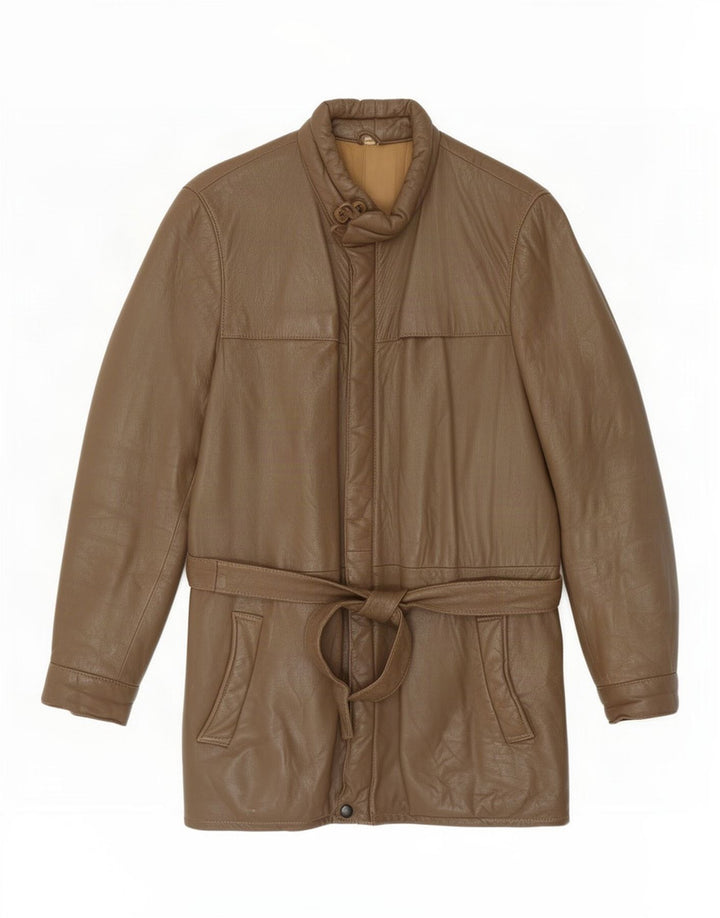 Jaqueta de couro masculina vintage IT 46 pequena marrom