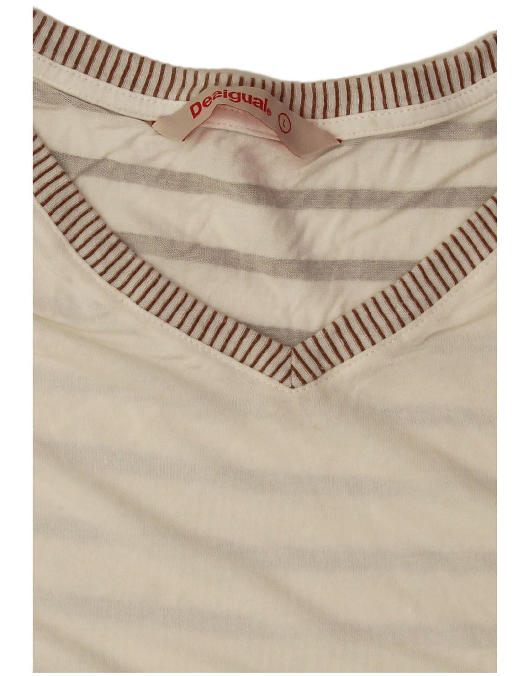 Camiseta feminina Desigual UK 16 grande off white floral