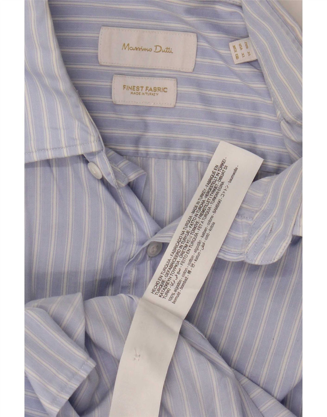 Camisa masculina Massimo Dutti XL algodão listrado azul