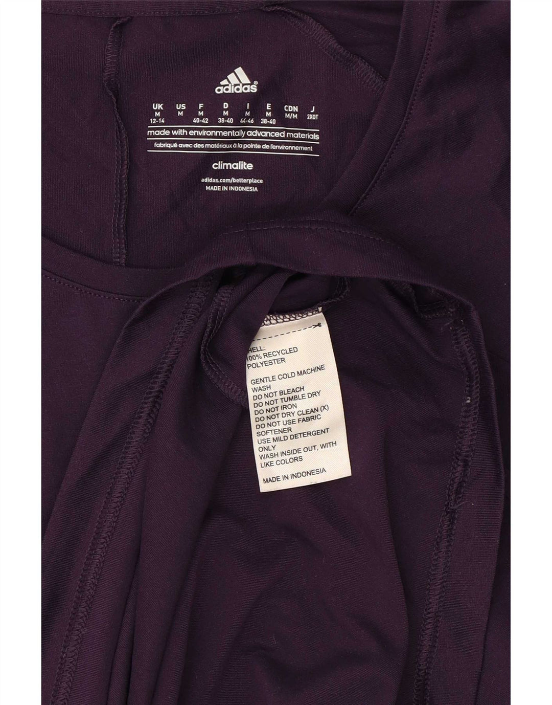 Adidas Womens Climalite T-Shirt Top UK 12/14 Médio Roxo Poliéster