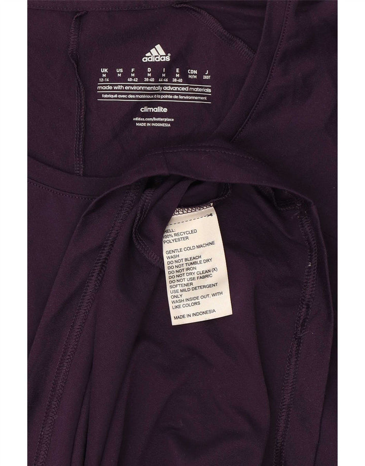 Adidas Womens Climalite T-Shirt Top UK 12/14 Médio Roxo Poliéster