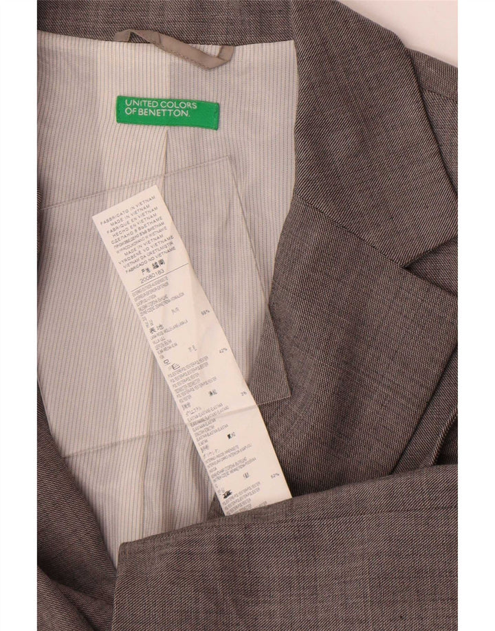 Jaqueta blazer feminina de 2 botões Benetton IT 46 grande lã cinza
