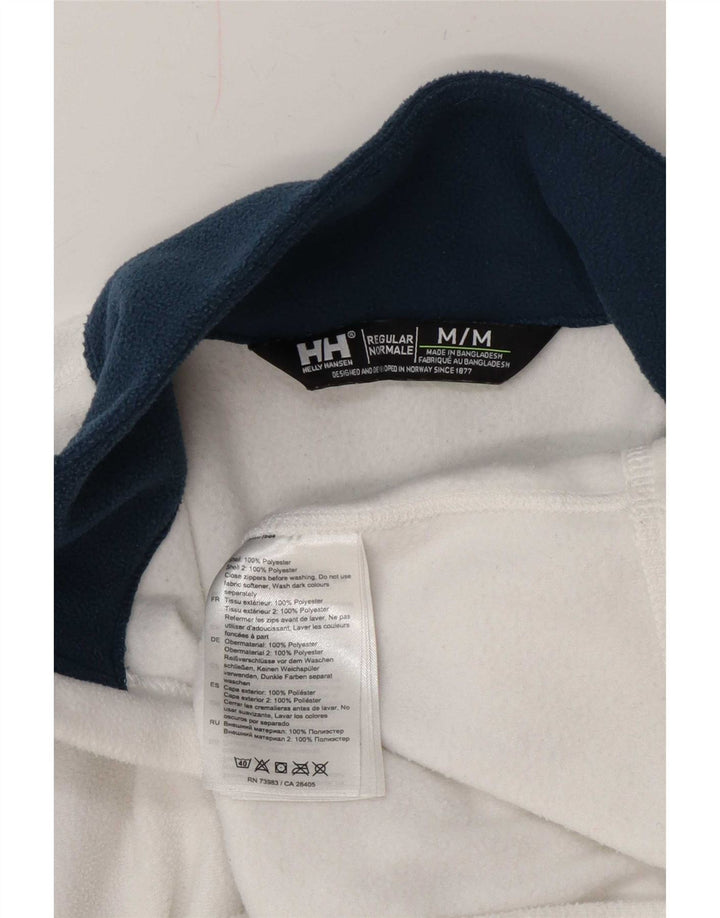 Helly Hansen Suéter masculino de lã com zíper e gola média, poliéster colorblock branco médio