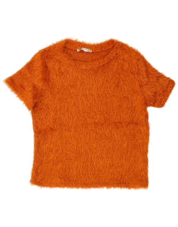 Camiseta feminina Zara Top UK 10 pequena laranja poliéster