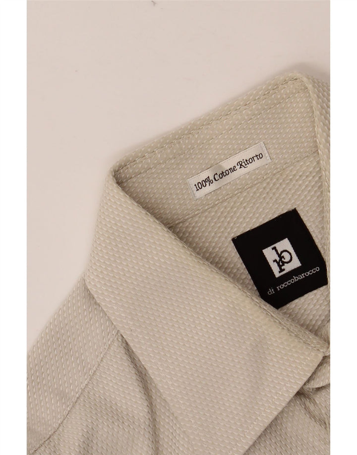 Camisa masculina ROCCOBAROCCO tamanho 41 16 grande algodão bege