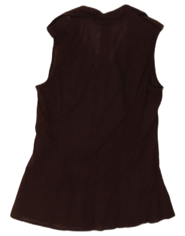 Camisa feminina sem mangas Zara Reino Unido 12 marrom médio
