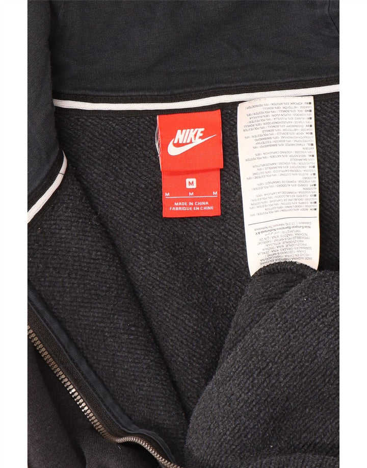 Suéter masculino Nike com capuz e zíper gráfico médio preto de algodão
