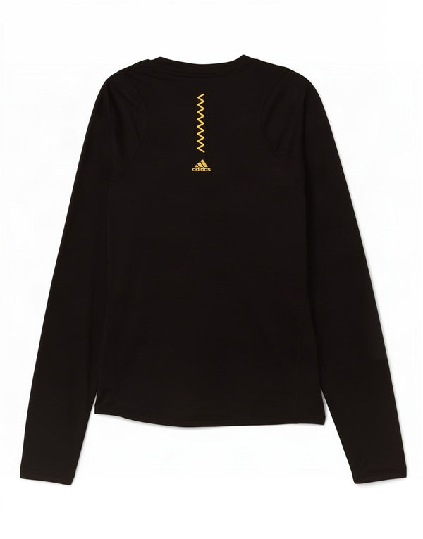 Top gráfico feminino Adidas manga comprida Reino Unido 8/10 pequeno poliéster preto