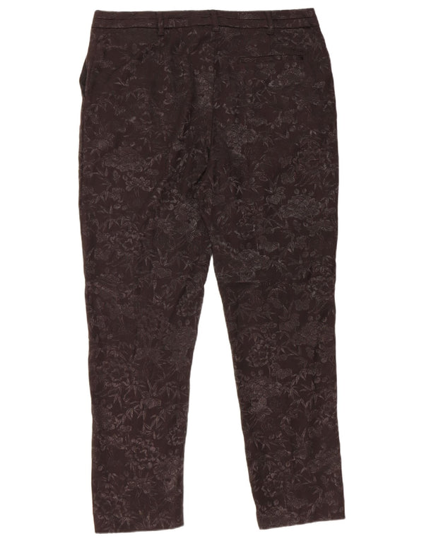 Oasis Womens Slim Chino Trousers UK 14 Large W34 L27 Black Floral Cotton