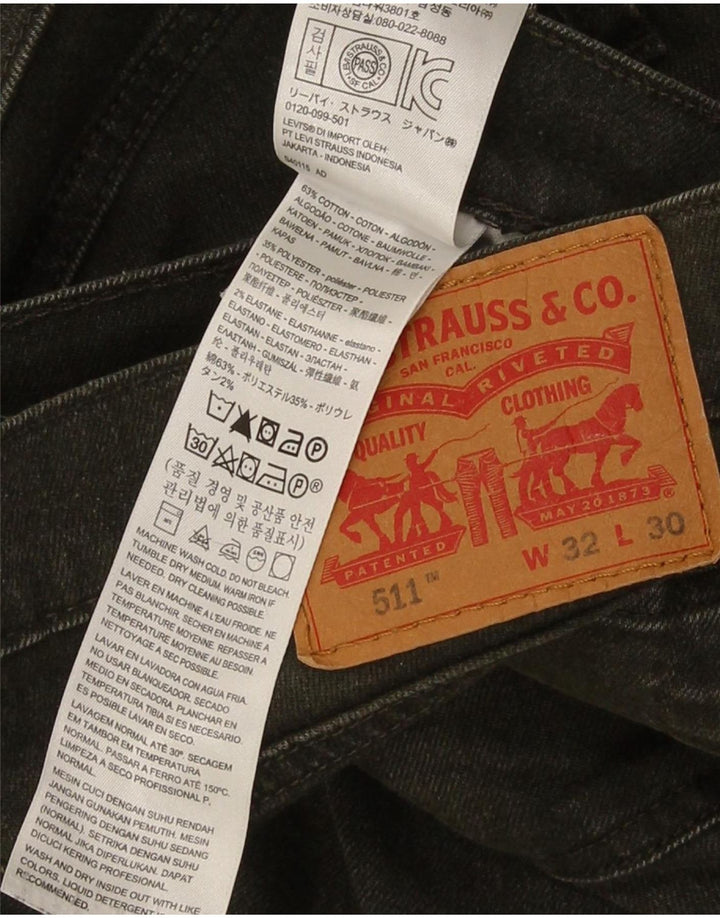 Levi's Masculino 511 Slim Jeans W32 L30 Verde Algodão
