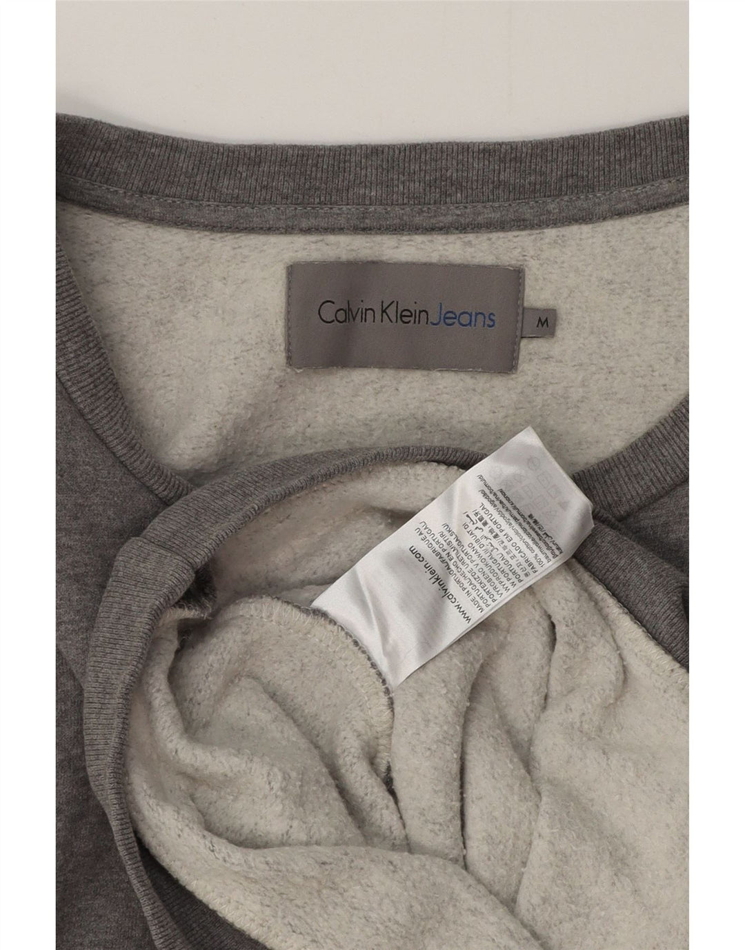 Moletom feminino Calvin Klein Jeans Jumper UK 14 cinza médio manchado