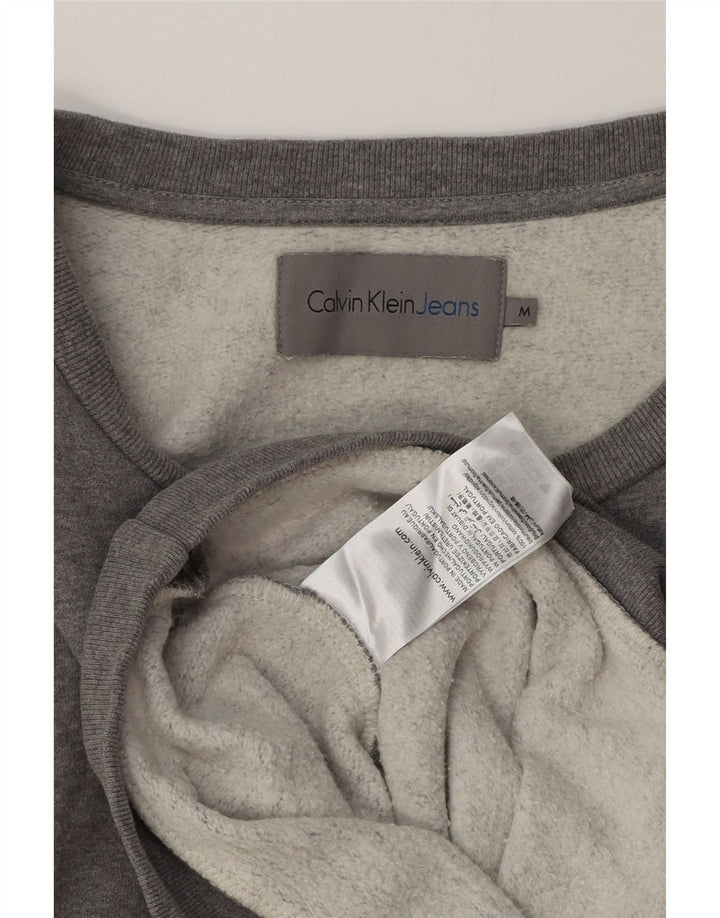 Moletom feminino Calvin Klein Jeans Jumper UK 14 cinza médio manchado