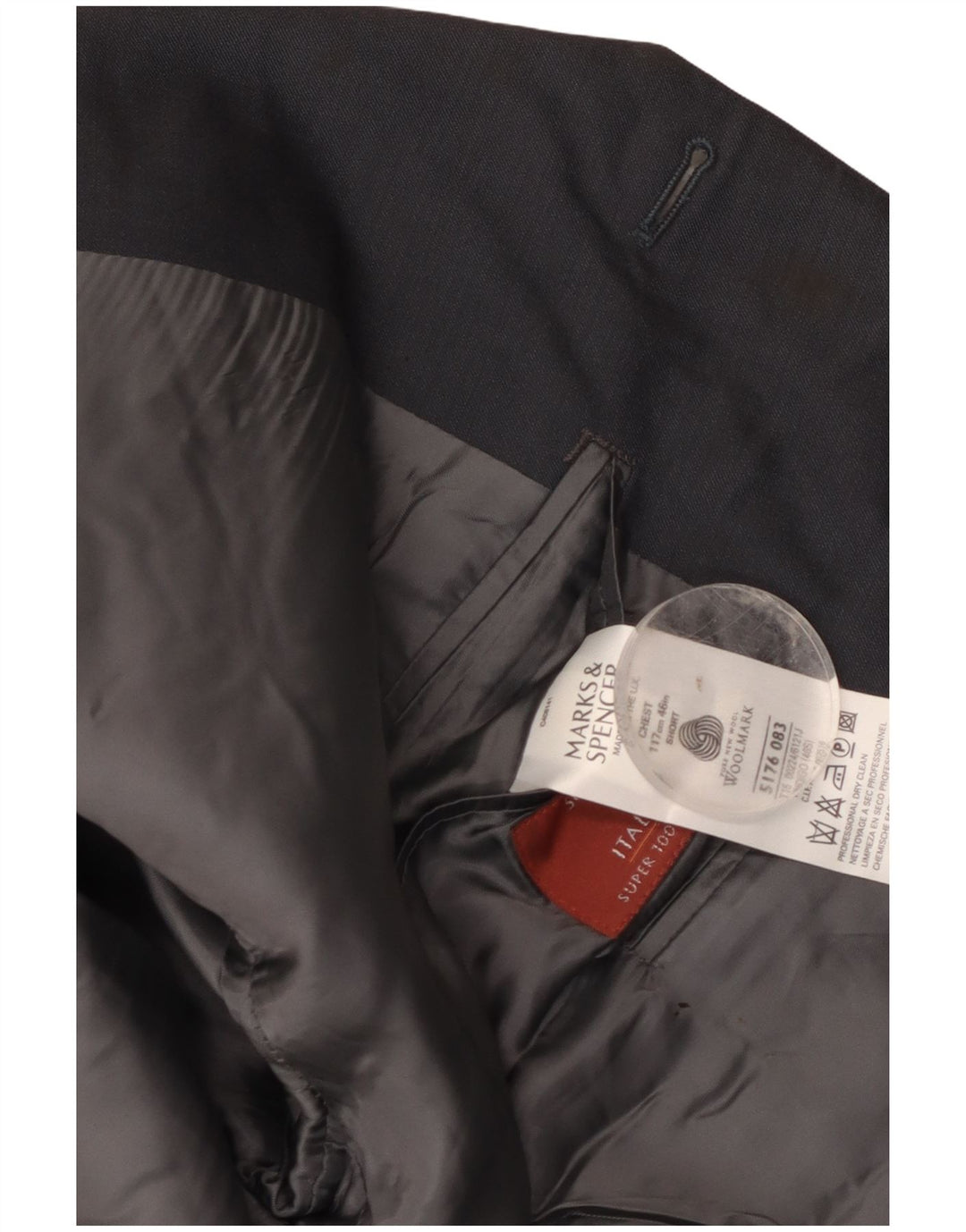 Jaqueta blazer masculina de 3 botões Marks & Spencer Reino Unido 46 3XL lã azul marinho