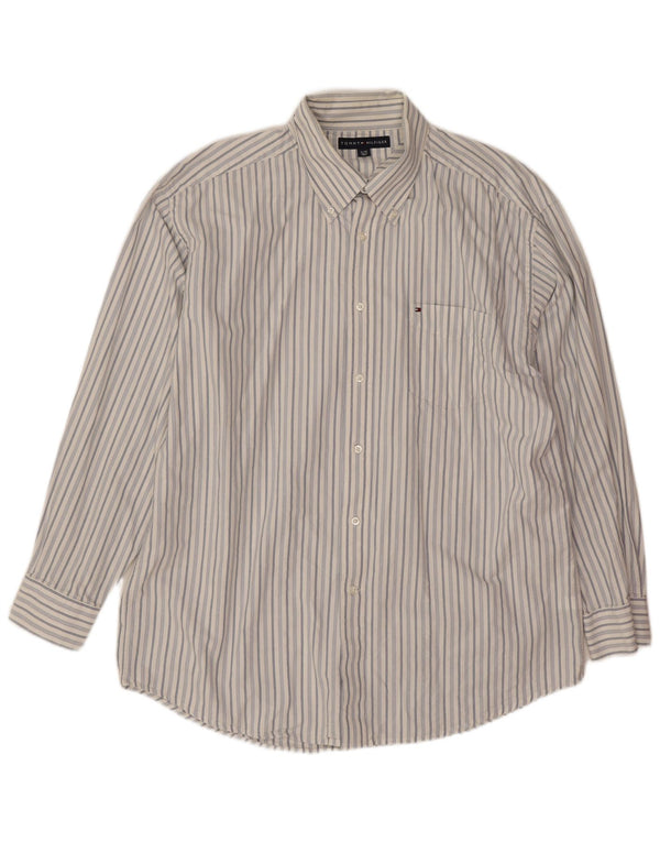Camisa masculina Tommy Hilfiger XL listrada branca de algodão