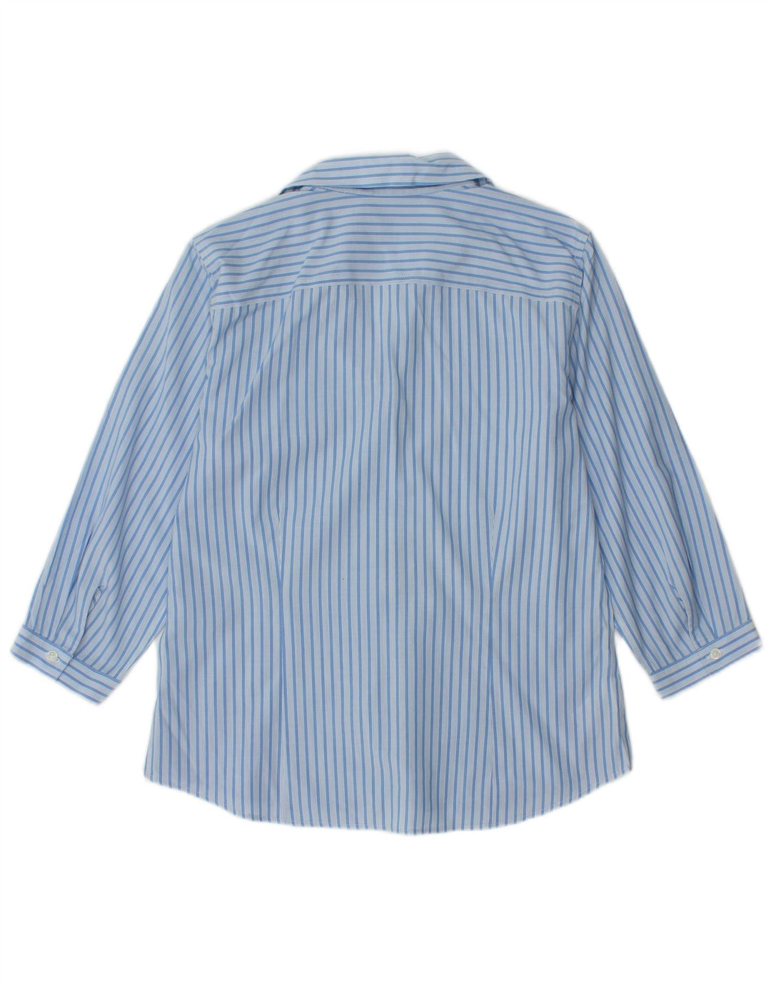 EDDIE BAUER Camisa feminina manga 3/4 Reino Unido 14 algodão listrado azul médio