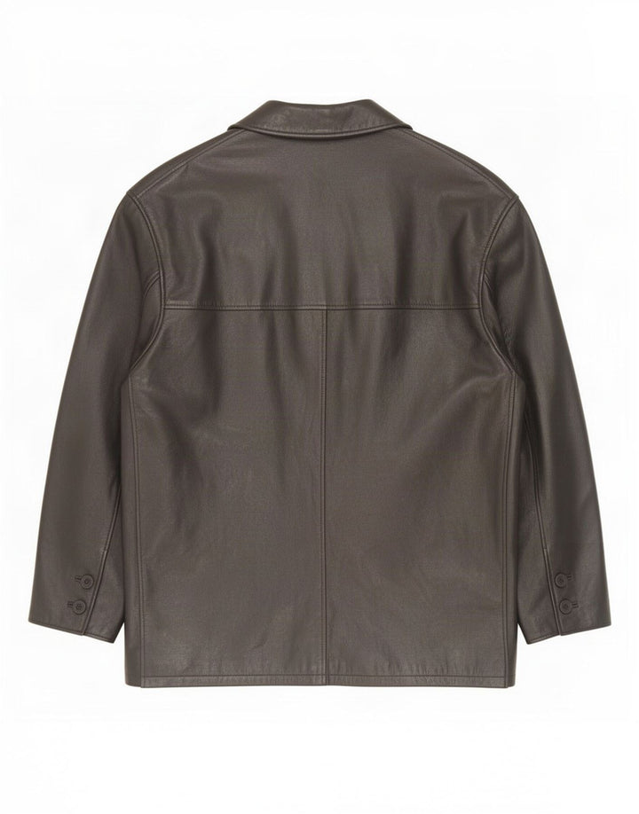Casaco de couro masculino vintage IT 54 2XL preto