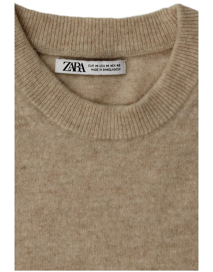 Zara Suéter masculino com gola redonda e bege médio