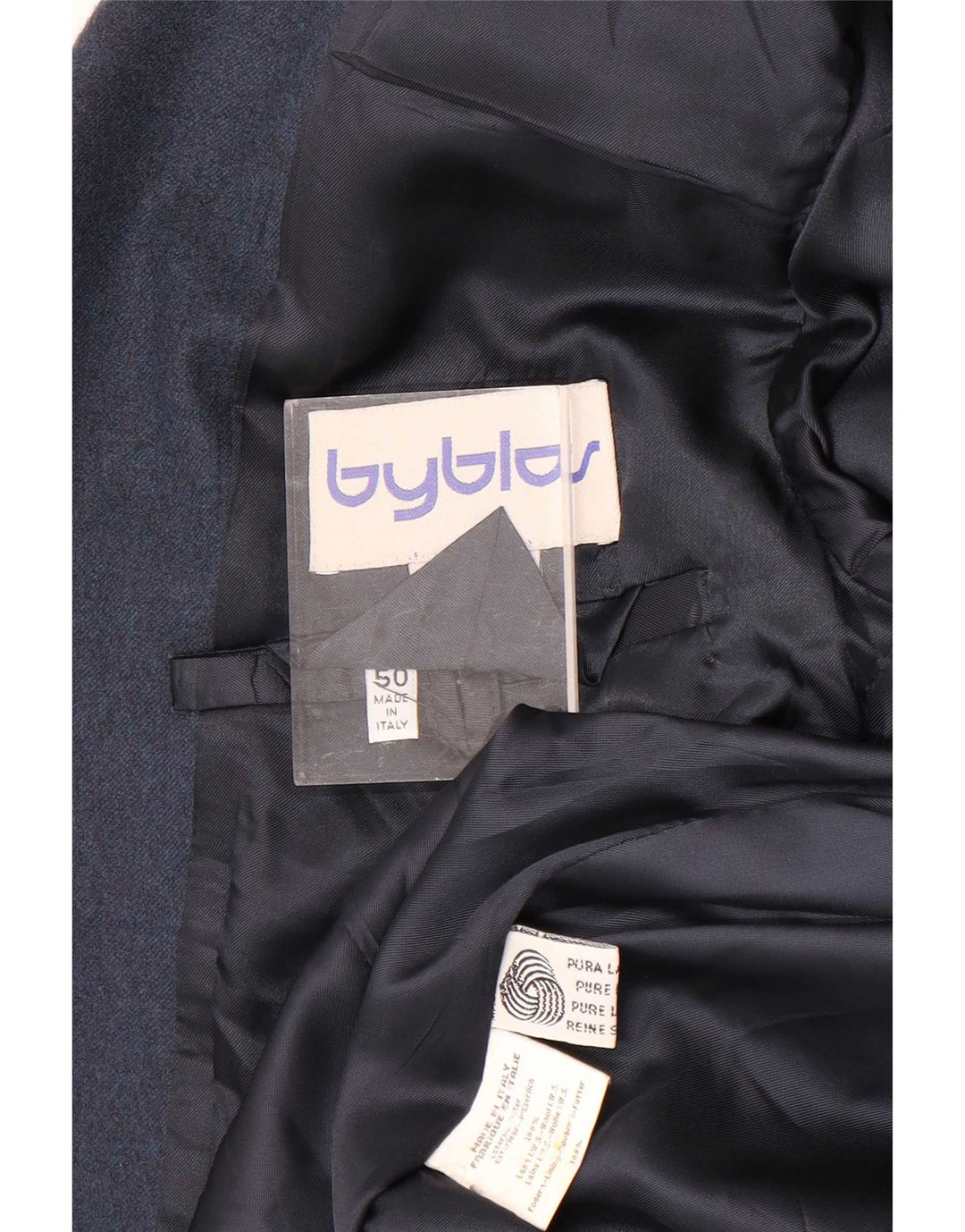Jaqueta blazer masculina Byblos com 2 botões IT 50 grande lã azul marinho