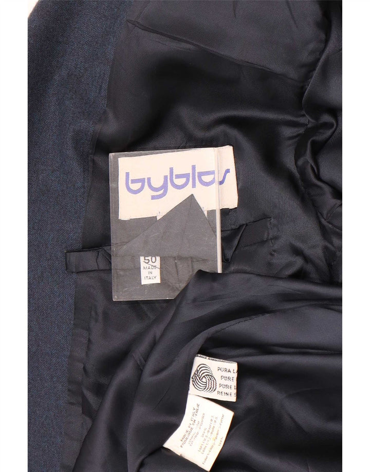 Jaqueta blazer masculina Byblos com 2 botões IT 50 grande lã azul marinho
