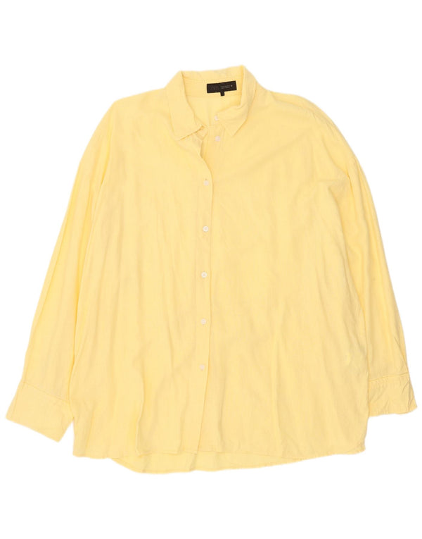Camisa feminina Zara com ajuste relaxado UK 20 2XL linho amarelo