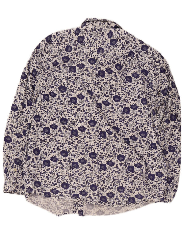 Crew Clothing Camisa feminina clássica de ajuste Reino Unido 16 grande algodão floral azul