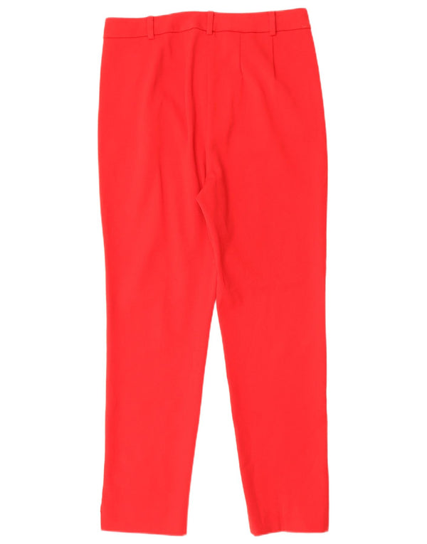 Calça feminina Marks & Spencer Slim Suit UK 10 pequena W27 L27 poliéster vermelho