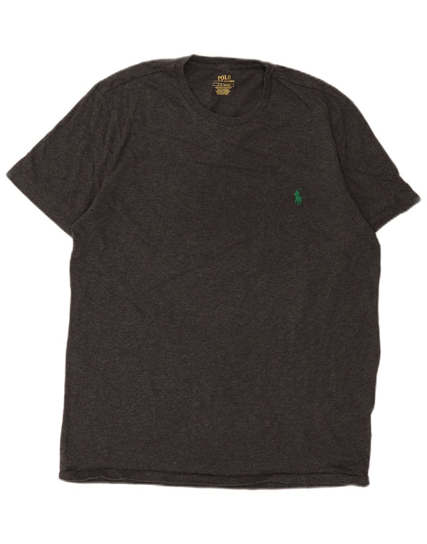 Polo Ralph Lauren Mens Camiseta Slim Fit Personalizada Top Grande Algodão Cinza