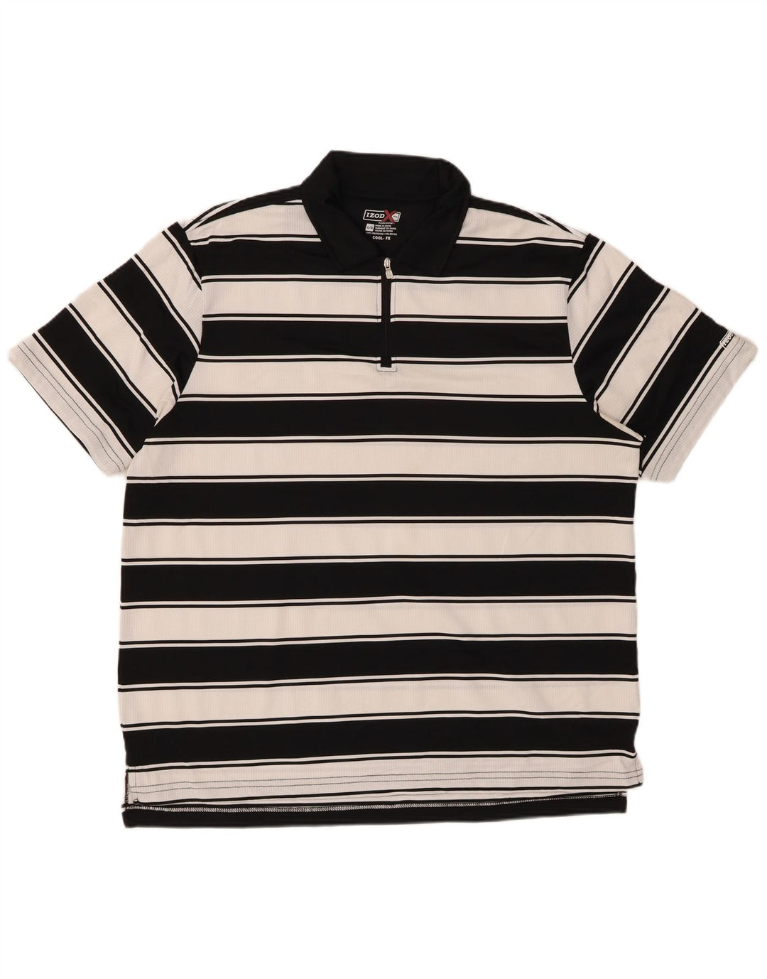 Camisa polo masculina de rugby IZOD grande poliéster listrado preto