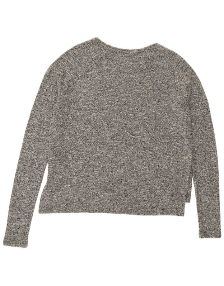 SUPERDRY Top gráfico feminino oversized manga comprida Reino Unido 10 algodão cinza pequeno