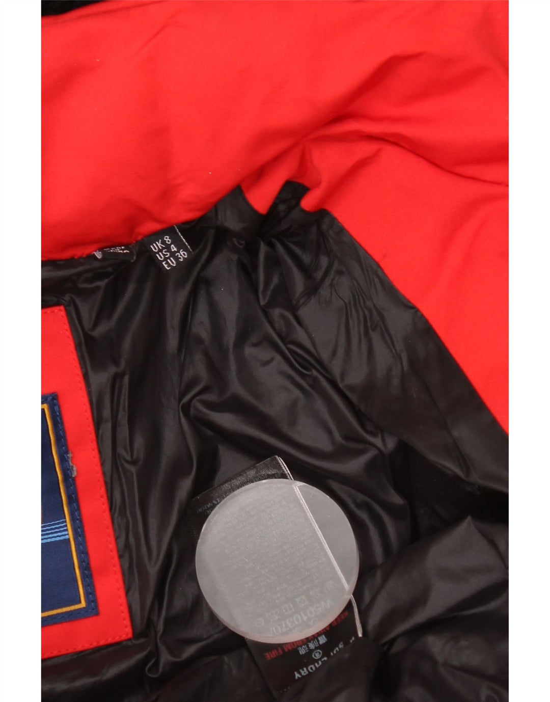Casaco acolchoado com capuz feminino Superdry UK 8 pequeno poliéster vermelho