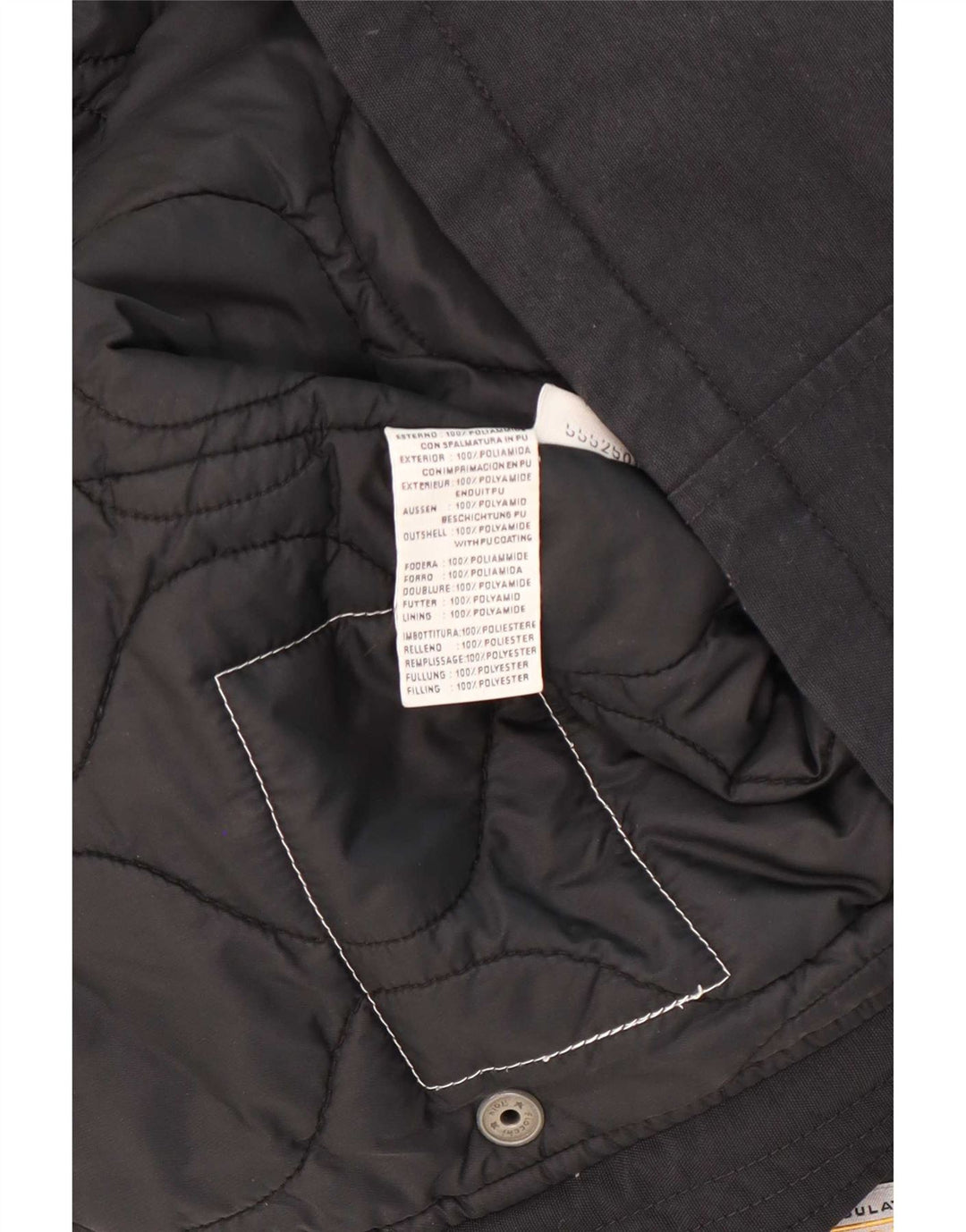 Jaqueta parka feminina vintage com capuz UK 14 poliamida preta média