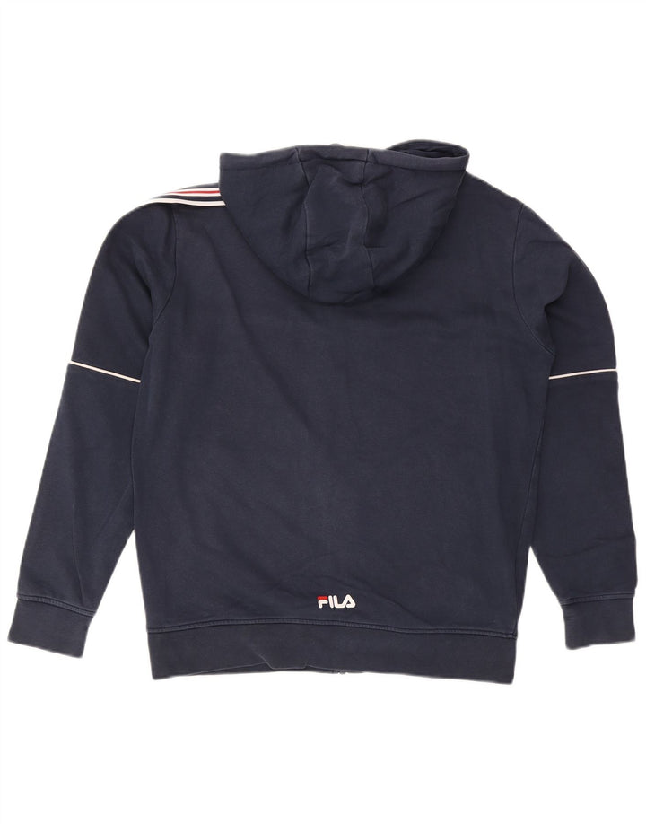 Suéter masculino Fila com capuz e zíper gráfico médio azul marinho listrado
