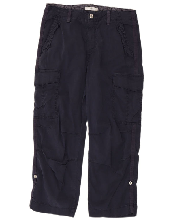 Calça cargo feminina Marks & Spencer UK 14 grande W32 L25 azul marinho