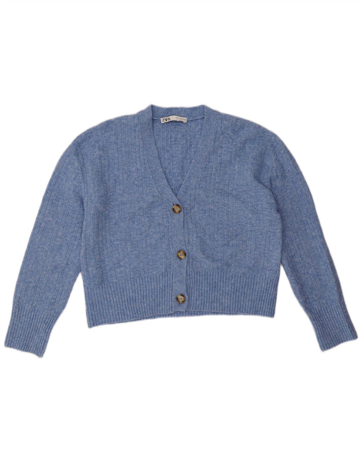 Suéter cardigã oversized feminino Zara Reino Unido 10 poliéster azul pequeno