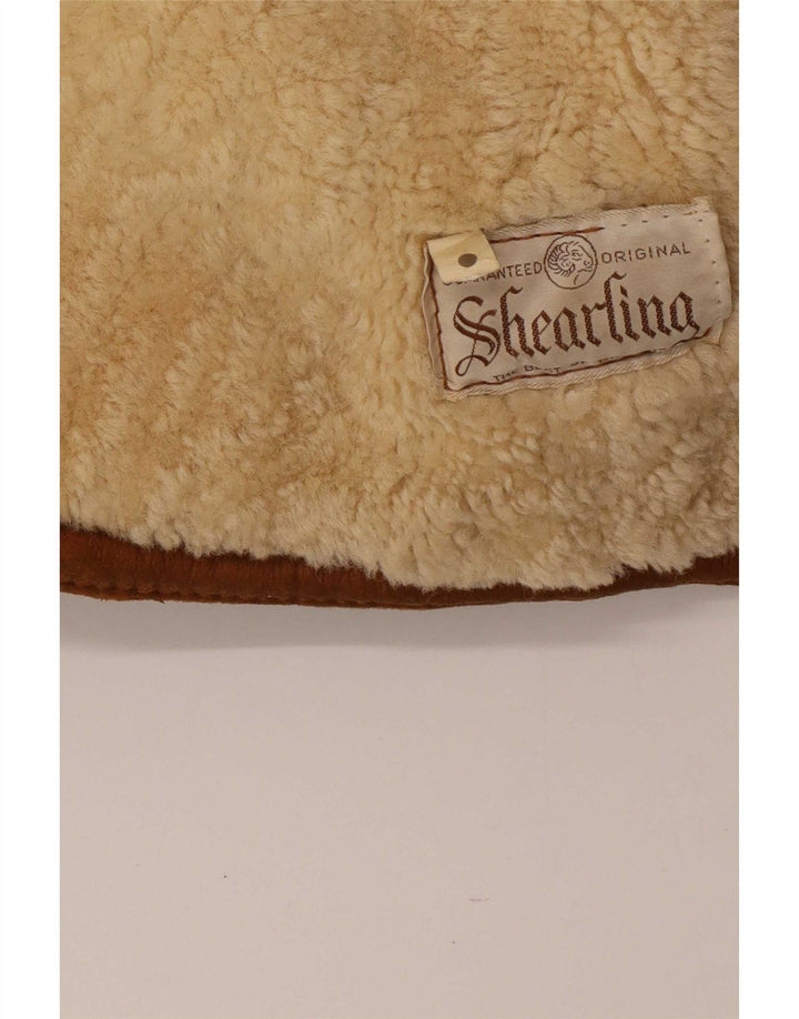 Jaqueta masculina vintage Shearling UK 42 XL marrom shearling