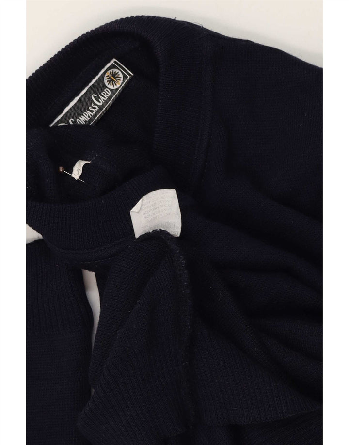 Suéter masculino com gola redonda COMPASS CARD, grande lã azul marinho