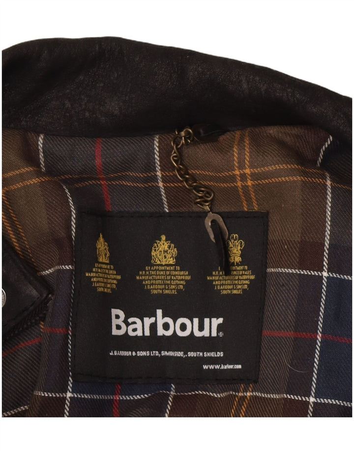Jaqueta de couro militar masculina Barbour Reino Unido 36 couro preto pequeno