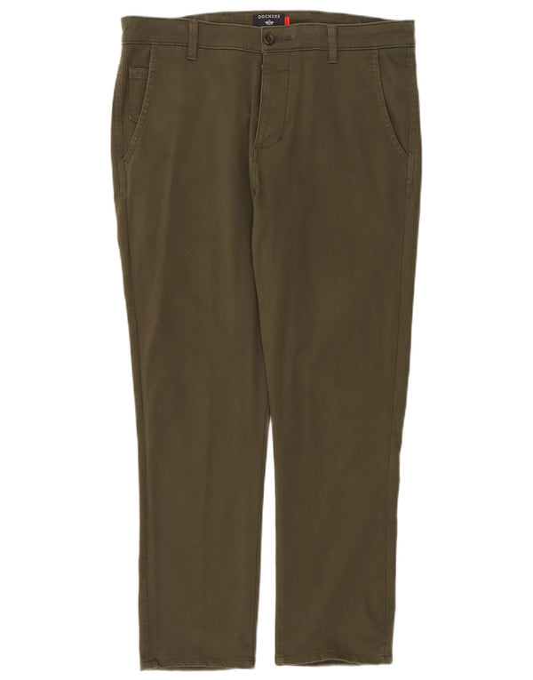 Dockers Mens Slim Chino Calças W32 L28 Algodão Cáqui