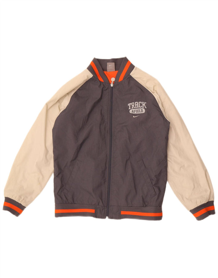 Jaqueta bomber Nike Boys Track & Field 12-13 anos grande bloco cinza