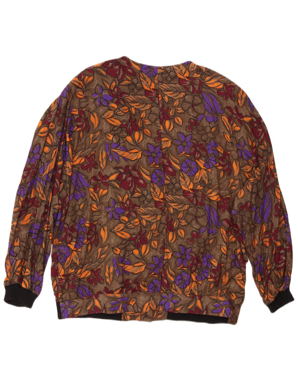 Blusa feminina VINTAGE UK 20 2XL marrom floral viscose