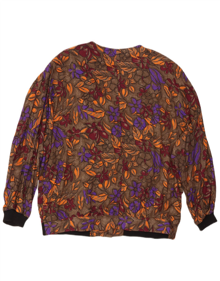 Blusa feminina VINTAGE UK 20 2XL marrom floral viscose