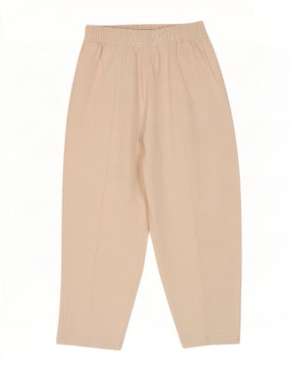 Calça de treino feminina Zara Loose Fit Reino Unido 12 algodão branco médio