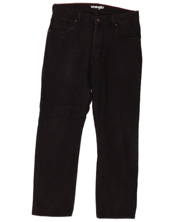 Wrangler Mens Straight Jeans W34 L29 Algodão Preto