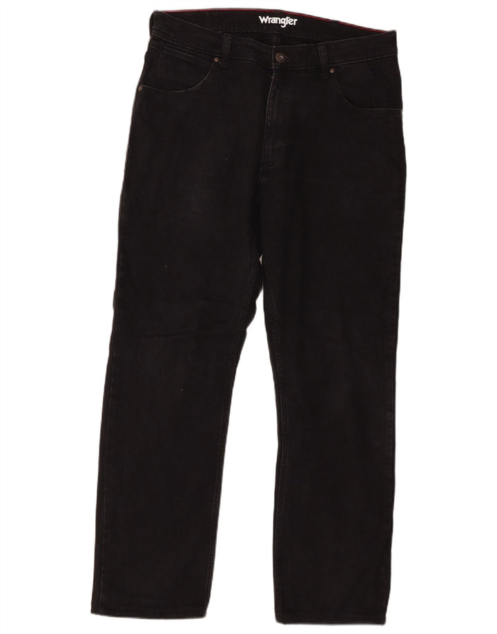 Wrangler Mens Straight Jeans W34 L29 Algodão Preto