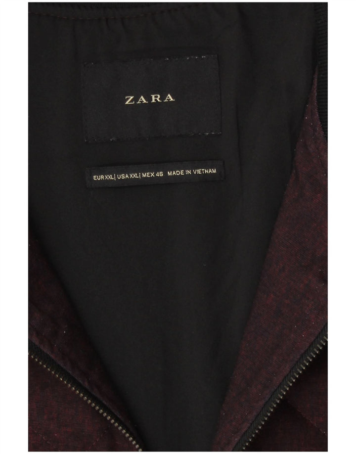 Jaqueta bomber acolchoada masculina Zara Reino Unido 44 2XL Borgonha