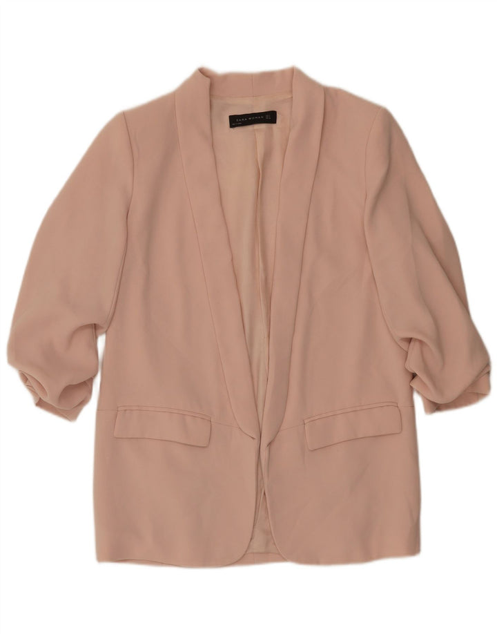 Zara Jaqueta Blazer Feminina Manga 3/4 Aberta Reino Unido 14 Médio Rosa