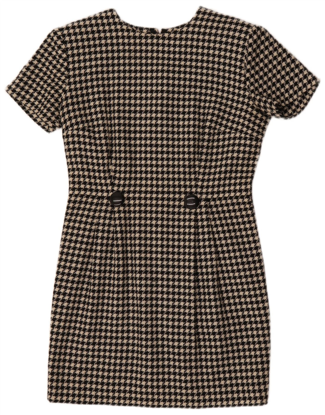Vestido bainha feminino vintage UK 12 médio preto houndstooth
