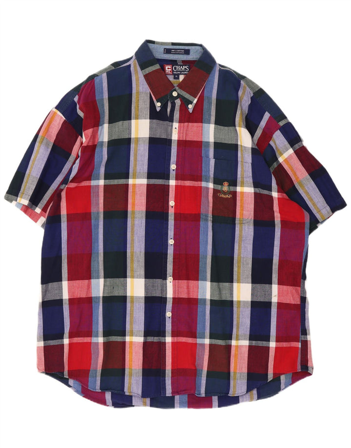 Camisa masculina de manga curta Chaps Ralph Lauren XL algodão xadrez multicolorido