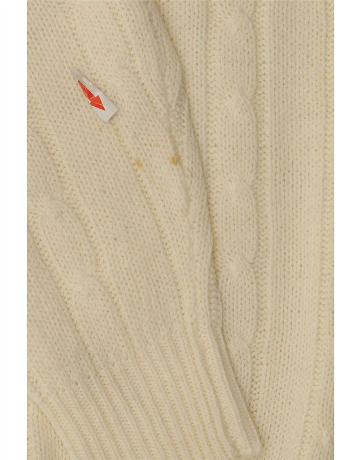 Suéter masculino vintage com gola redonda grande acrílico branco